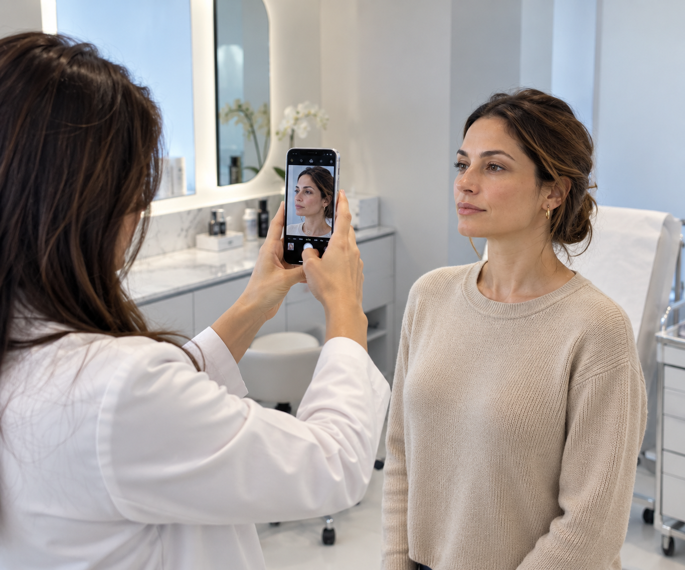 Practitioner capturing a patient photo in the clinic