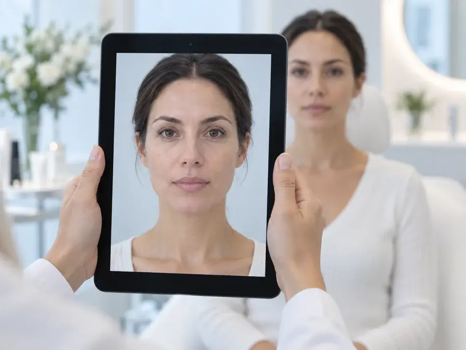 Patient photo being captured on a tablet